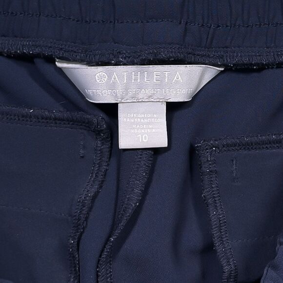 Athleta Metropolis Straight Leg Pants Women's Navy Blue Stretch Joggers Size 10 - Picture 3 of 13